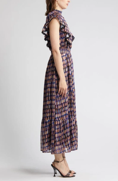 Shop Lost + Wander Love Story Smocked Ruffle Satin Maxi Dress In Purple Black