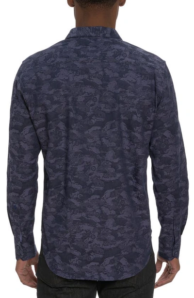 Shop Robert Graham Junk Yard Cotton Jacquard Button-up Shirt In Navy