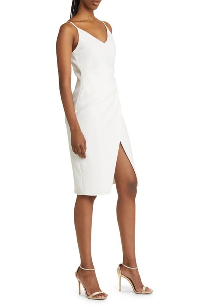 Black Halo Bowery Womens Textured Faux-wrap Sheath Dress In Sugar
