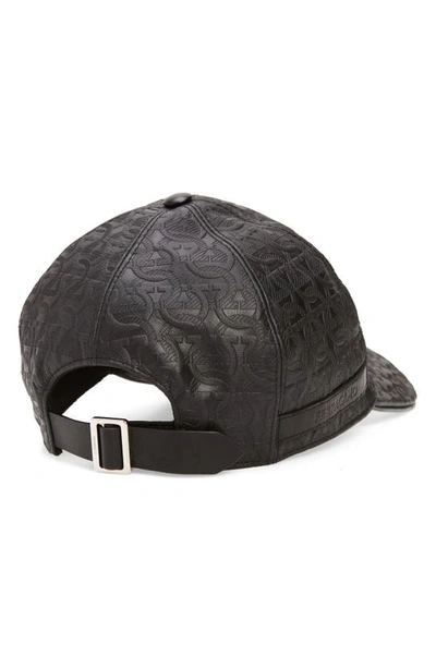 Ferragamo Gancini Leather Baseball Cap In Black
