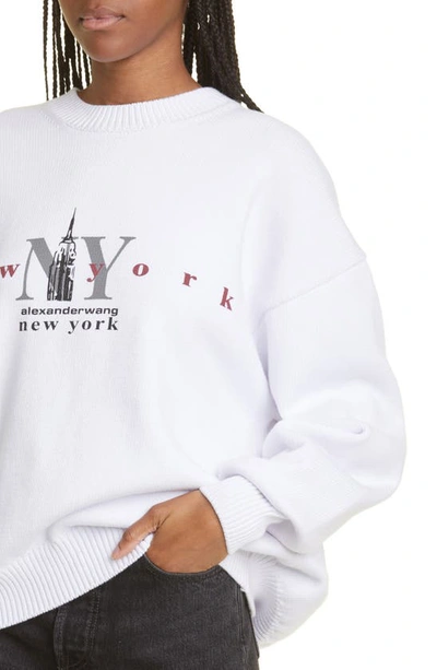 Shop Alexander Wang Oversize Empire State Graphic Sweater In 100 White