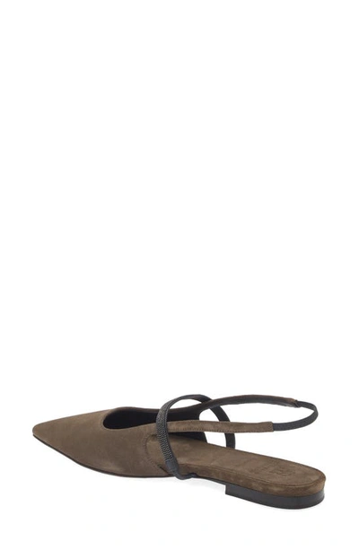 Brunello Cucinelli Monili Pointed Toe Slingback Flat In C8769 Torba