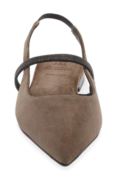 Brunello Cucinelli Monili Pointed Toe Slingback Flat In C8769 Torba