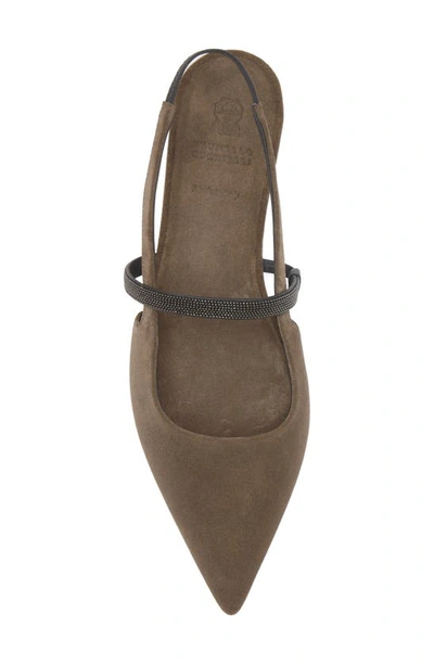 Brunello Cucinelli Monili Pointed Toe Slingback Flat In C8769 Torba