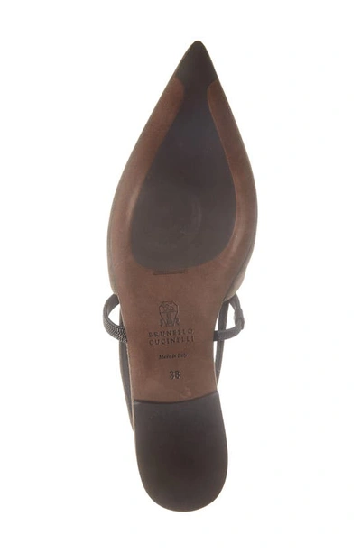 Shop Brunello Cucinelli Monili Pointed Toe Slingback Flat In C8769 Torba