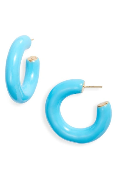 Shop Shymi Large Enamel Tube Hoop Earrings In Blue