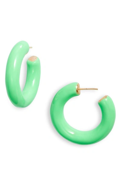 Shop Shymi Large Enamel Tube Hoop Earrings In Green