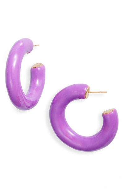 Shop Shymi Large Enamel Tube Hoop Earrings In Purple