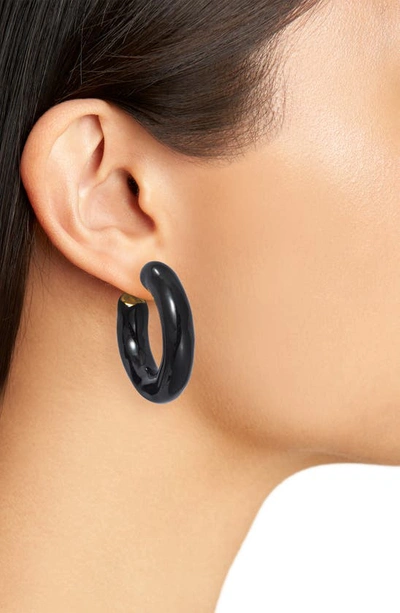 Shop Shymi Large Enamel Tube Hoop Earrings In Black