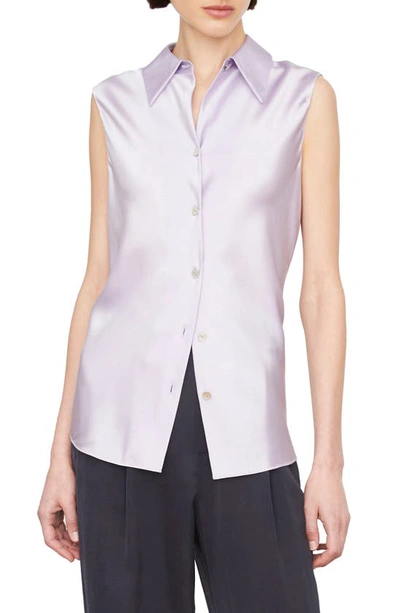 Shop Vince Silk Button-up Blouse In Wisteria