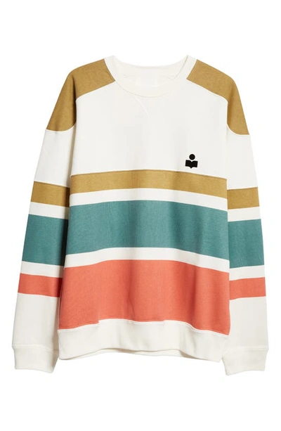 Shop Isabel Marant Meyoan Stripe Cotton Blend Sweatshirt In Khaki