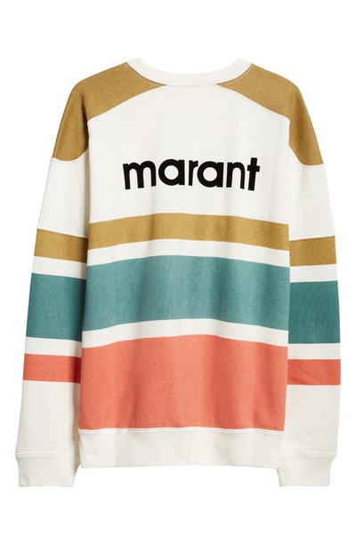 Shop Isabel Marant Meyoan Stripe Cotton Blend Sweatshirt In Khaki