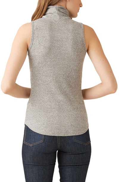 Fifteen Twenty Turtleneck Sleeveless Ribbed Sweater In Gray