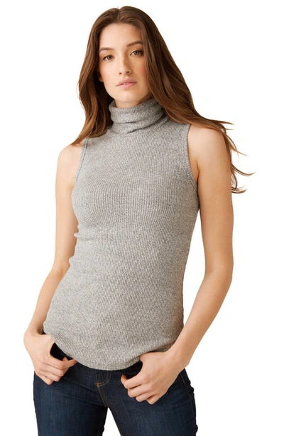 Shop Fifteen Twenty Turtleneck Sleeveless Ribbed Sweater In Gray