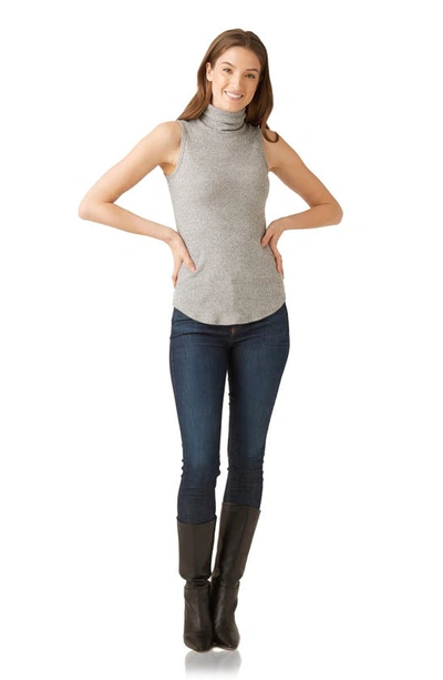 Shop Fifteen Twenty Turtleneck Sleeveless Ribbed Sweater In Gray