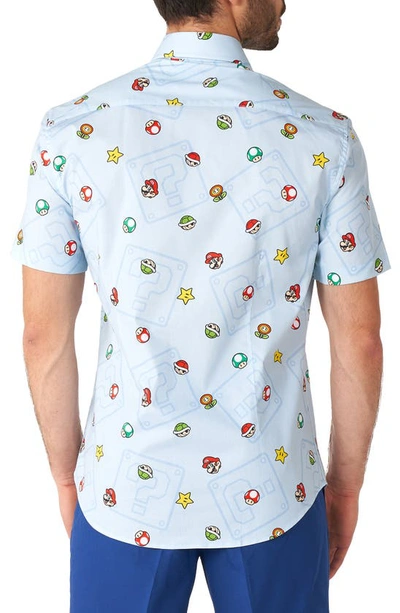 Shop Opposuits Super Mario™ Stretch Short Sleeve Button-up Shirt In Blue