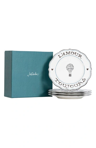 Juliska L'amour Toujours Dessert/salad Plates, Set Of 4 In Whitewash Black