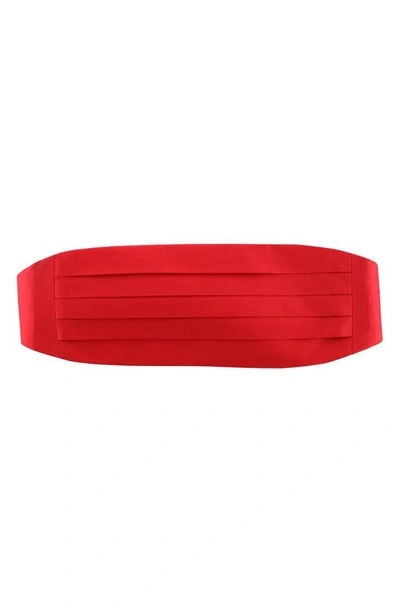 Shop Trafalgar Sutton Solid Silk Cummerbund In Red