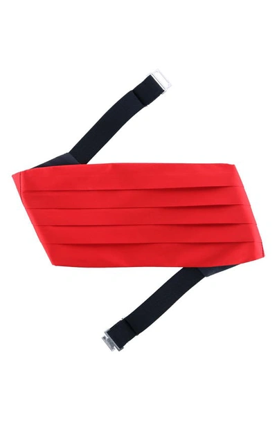 Shop Trafalgar Sutton Solid Silk Cummerbund In Red