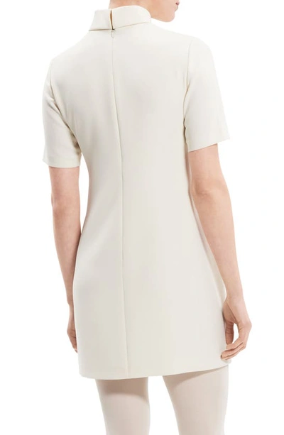 Shop Theory Mock Neck Crepe Dress In Rice