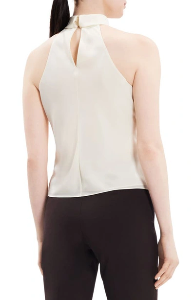 Shop Theory Roll Neck Recycled Polyester Halter Top In Ivory