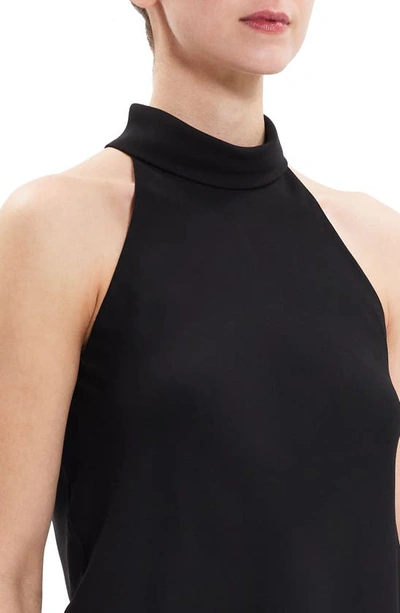 Shop Theory Roll Neck Recycled Polyester Halter Top In Black