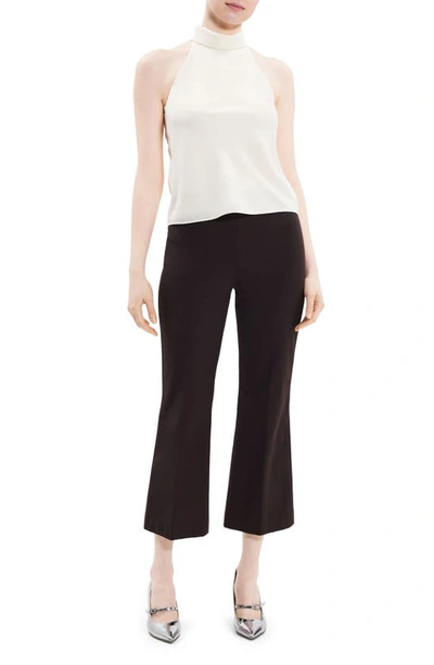 Theory Roll Neck Recycled Polyester Halter Top In Ivory