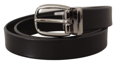 Shop Dolce & Gabbana Elegant Black Leather Belt With Metal Men's Buckle