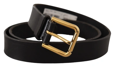 Shop Dolce & Gabbana Sleek Black Leather Belt With Metal Men's Buckle