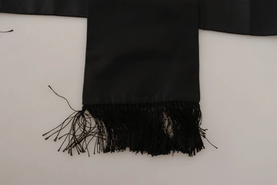 Shop Dolce & Gabbana Black Silk Neck Wrap Fringe Shawl Men's Scarf