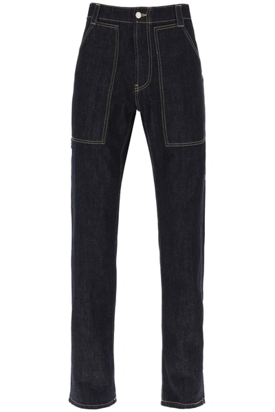 Shop Alexander Mcqueen Loose Jeans With Straight Cut In Blue