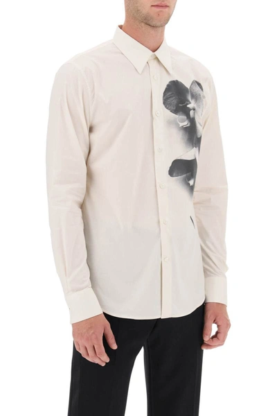 Shop Alexander Mcqueen Shirt With Orchid Print In White