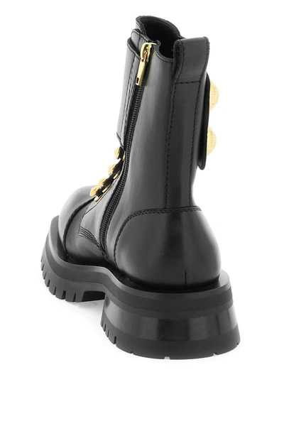 Shop Balmain Leather Ranger Boots With Maxi Buttons In Black