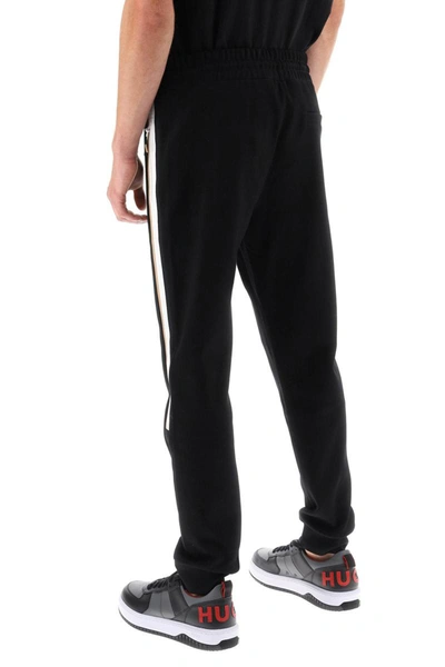 Shop Hugo Boss Boss Joggers With Two-tone Side Bands In Black