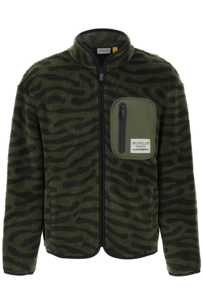 Shop Moncler X Salehe Bembury Teddy Pile Sweatshirt With Fingerprint Motif In Green