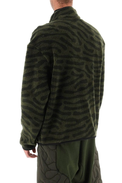 Shop Moncler X Salehe Bembury Teddy Pile Sweatshirt With Fingerprint Motif In Green