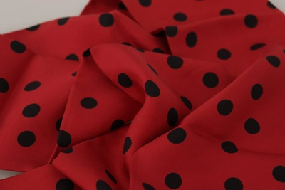 Shop Dolce & Gabbana Red Polka Dot Silk Shawl Neck Wrap Men's Scarf In Black And Red