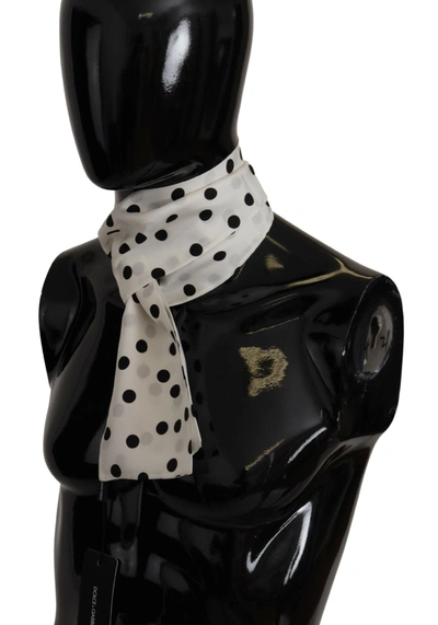 Shop Dolce & Gabbana Elegant Silk Mens Scarf In Black And Men's White In Black And White
