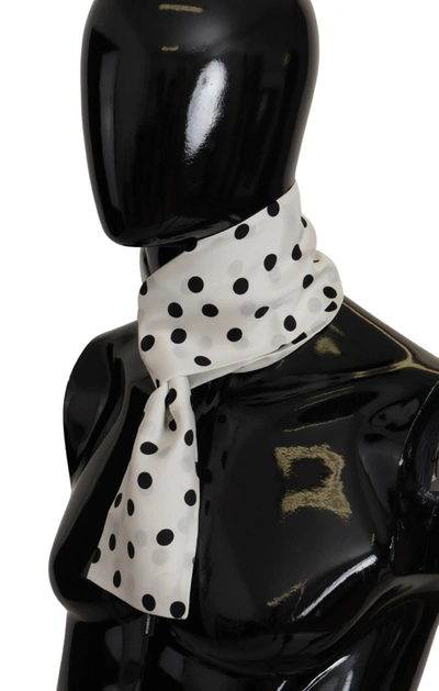 Shop Dolce & Gabbana Dapper Silk Polka Dot Men's Scarf Men's Wrap In Black And White