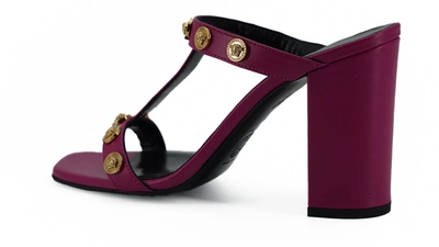 Shop Versace Purple Calf Leather High Heel Women's Sandals