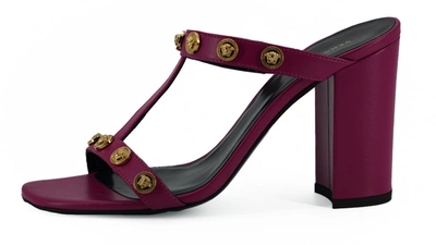 Shop Versace Purple Calf Leather High Heel Women's Sandals
