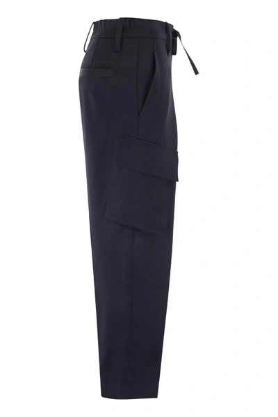 Shop Brunello Cucinelli Sartorial Cargo Trousers In Navy Blue