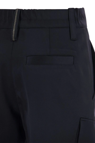 Shop Brunello Cucinelli Sartorial Cargo Trousers In Navy Blue