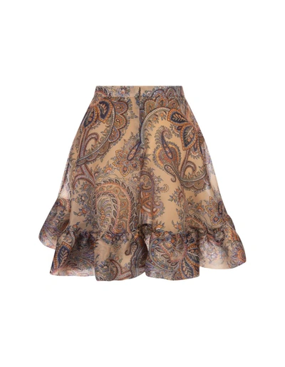 Shop Etro Beige Paisley Mini Skirt In Brown