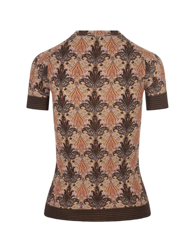 Shop Etro Knit T-shirt With Paisley Print In Brown