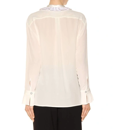 Shop Fendi Pleated Silk Blouse In White