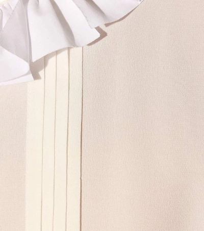 Shop Fendi Pleated Silk Blouse In White