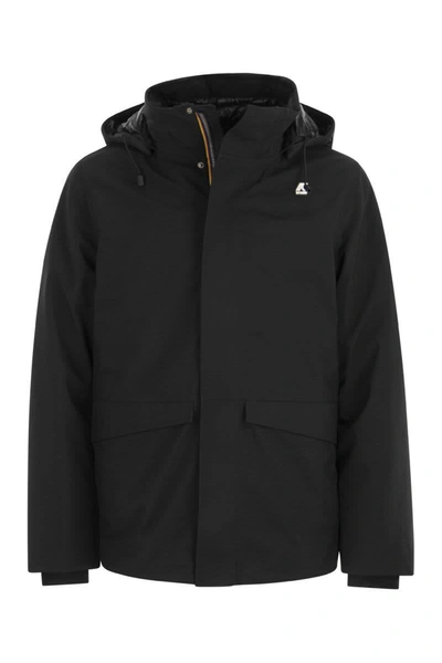 Shop K-way Jackel Bonded Padded - Hooded Padded Jacket In Black