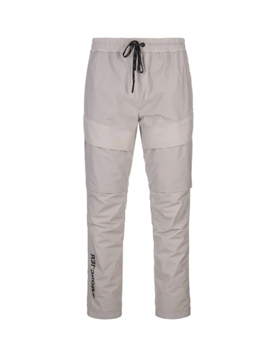 Shop Moncler Grenoble Ivory White Ripstop Trousers In Grey