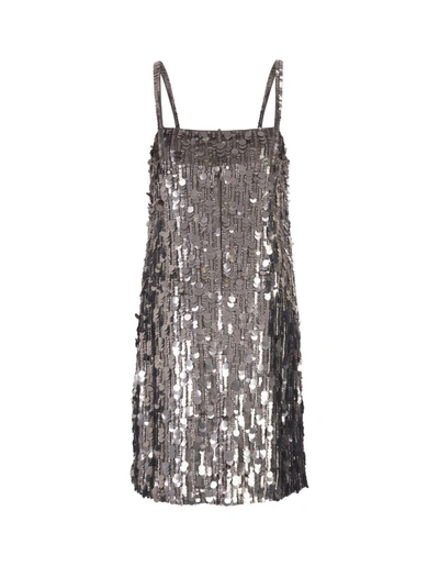 Shop P.a.r.o.s.h . Full Sequins Gender Mini Dress In Silver